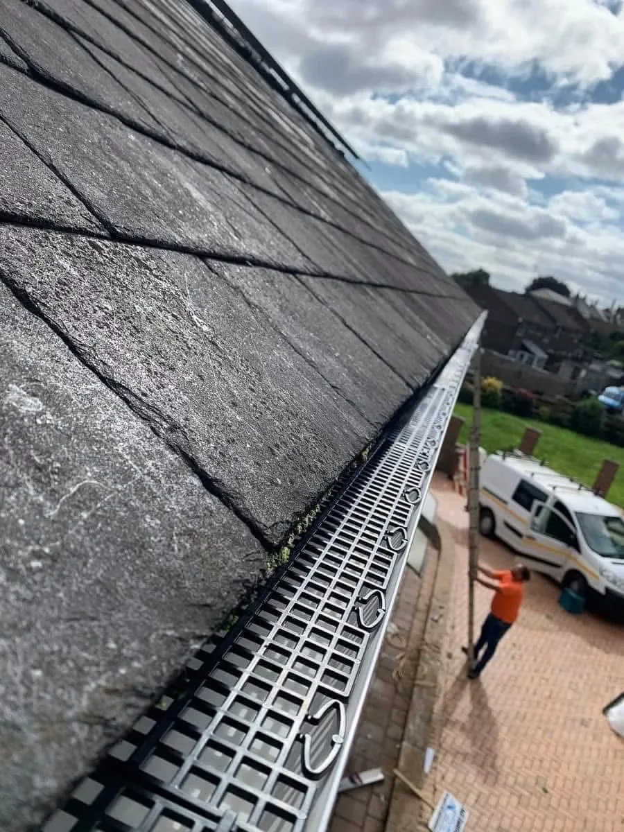 Gutter guard fitted on a slate roof in St Ives